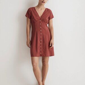 Madewell Shirred Button Front Mini Dress, Size 8